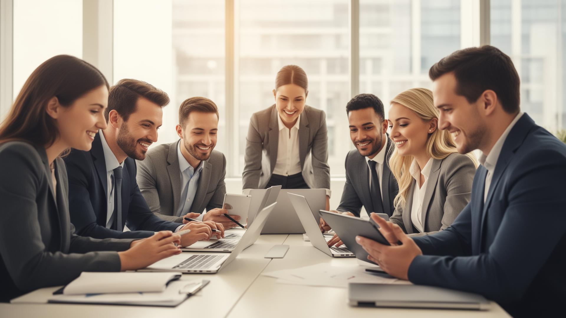 Équipe professionnelle collaborant sur un programme d'employee advocacy